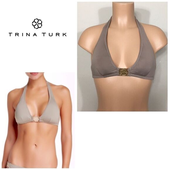 Trina Turk Crystal solid bikini top. Taupe… - Picture 1 of 6